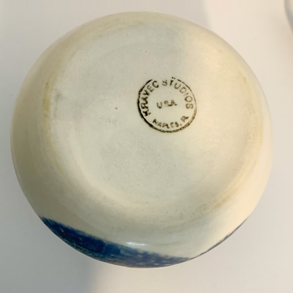 Rare Kravec Studios Pottery Soap Dispenser & Toothbrush Holder Set - Picture 10 of 11